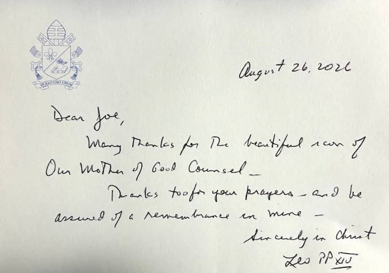 Az a levél, amelyet XIV. Leó pápa küldött Joseph Malham chicagói ikonfestőnek. | Forrás: Joseph Malham jóvoltából